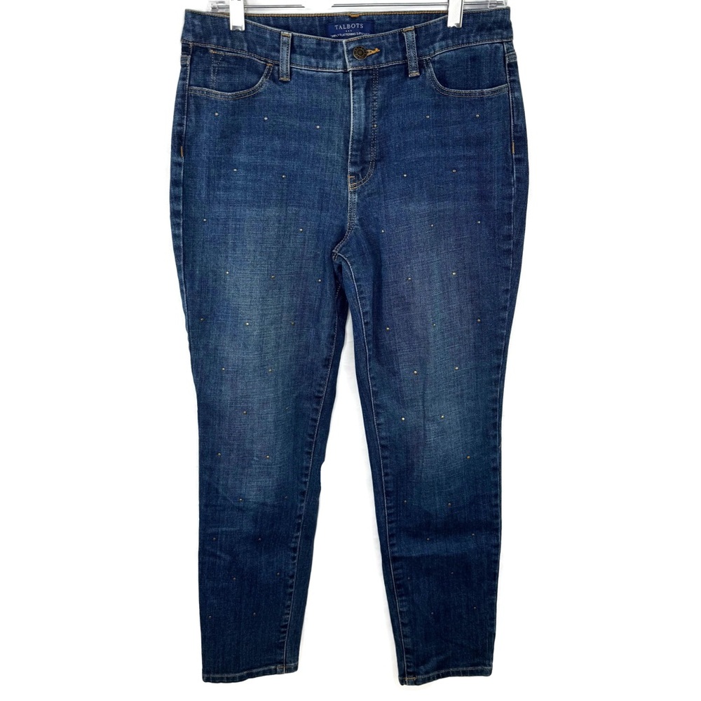 Talbots Dark Blue Wash Ankle Jeans with Decorative Rivets Great Condition size 6